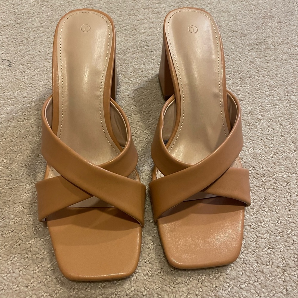 Dghaixing Women's Square Open Toe Sandals Cross Strap Slip On - Brand New